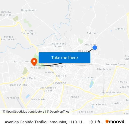 Avenida Capitão Teófilo Lamounier, 1110-1134 to Uftm map