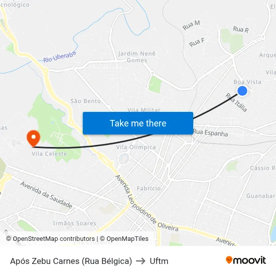 Após Zebu Carnes (Rua Bélgica) to Uftm map