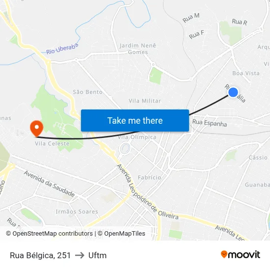 Rua Bélgica, 251 to Uftm map