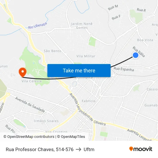 Rua Professor Chaves, 514-576 to Uftm map