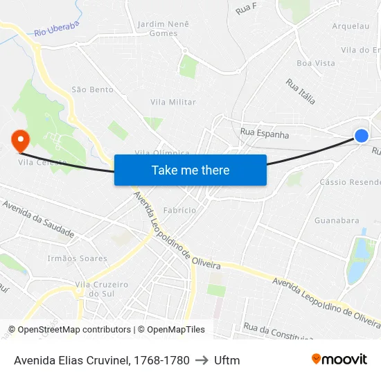 Avenida Elias Cruvinel, 1768-1780 to Uftm map