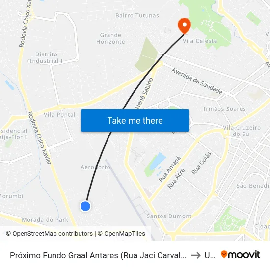Próximo Fundo Graal Antares (Rua Jaci Carvalho Rodrigues Da Cunha) to Uftm map