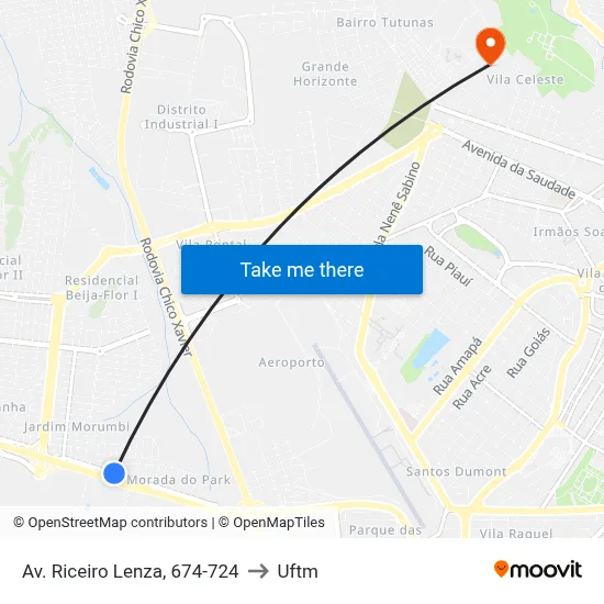Av. Riceiro Lenza, 674-724 to Uftm map