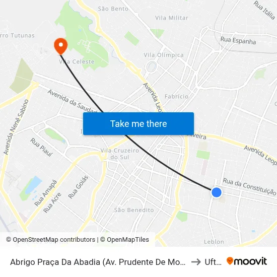 Abrigo Praça Da Abadia (Av. Prudente De Morais) to Uftm map