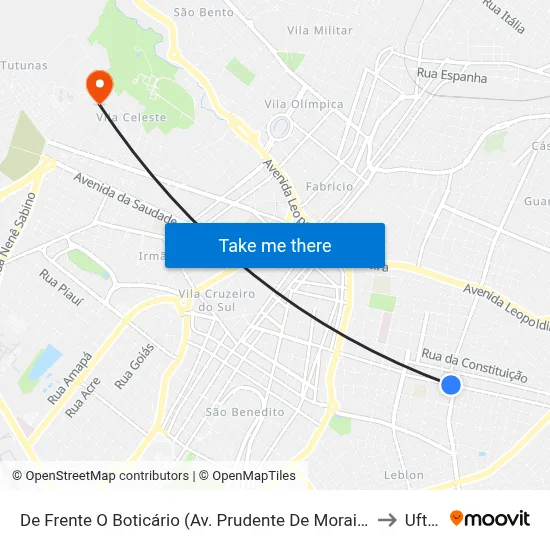 De Frente O Boticário (Av. Prudente De Morais) to Uftm map
