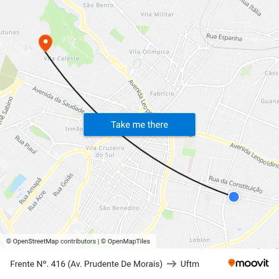 Frente Nº. 416 (Av. Prudente De Morais) to Uftm map