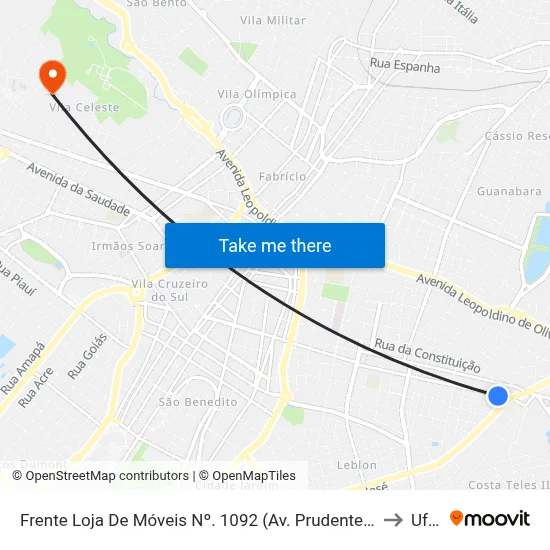 Frente Loja De Móveis Nº. 1092 (Av. Prudente De Morais) to Uftm map