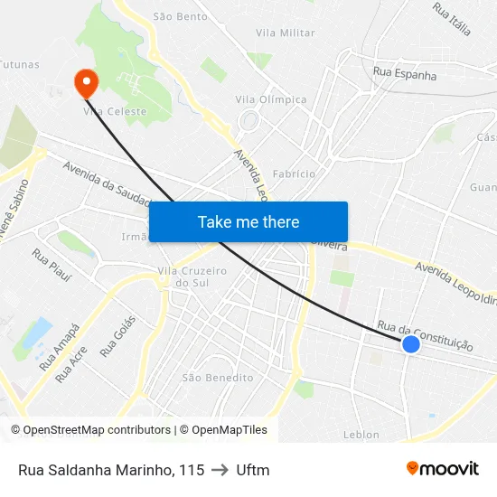 Rua Saldanha Marinho, 115 to Uftm map