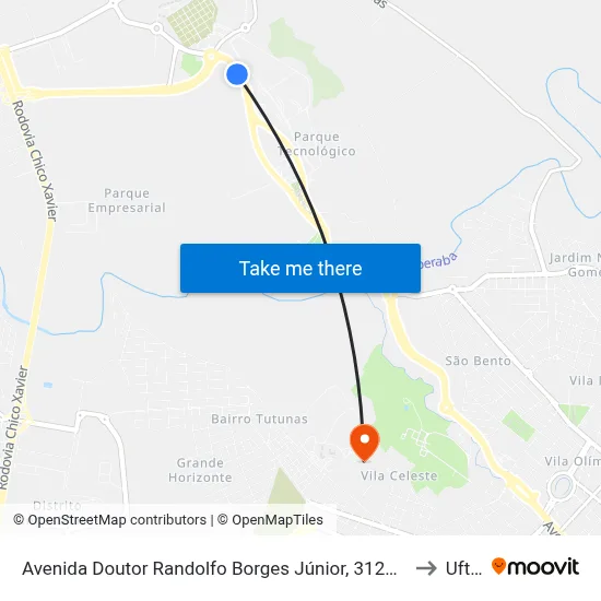 Avenida Doutor Randolfo Borges Júnior, 3125-3503 to Uftm map