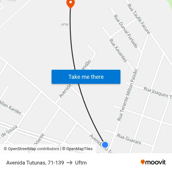 Avenida Tutunas, 71-139 to Uftm map