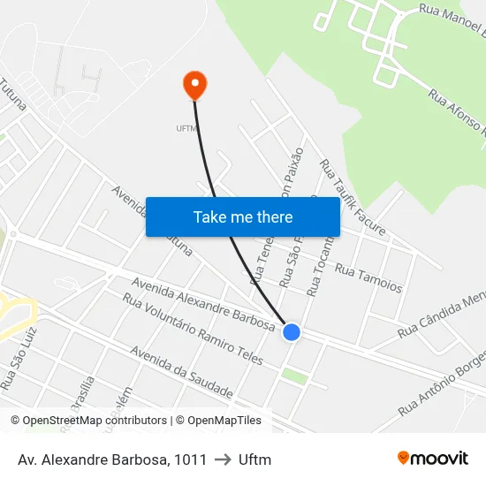 Av. Alexandre Barbosa, 1011 to Uftm map