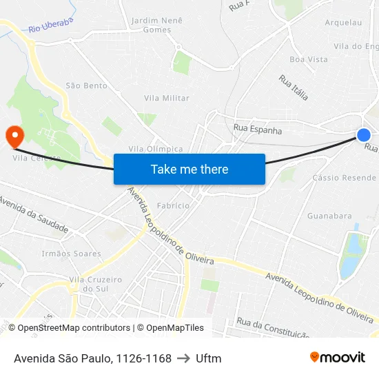 Avenida São Paulo, 1126-1168 to Uftm map