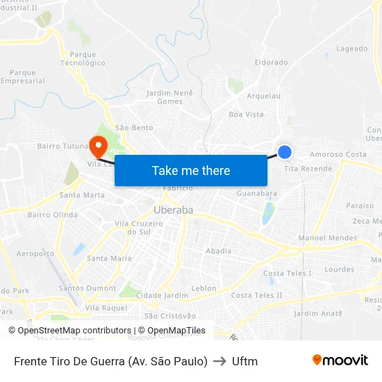 Frente Tiro De Guerra (Av. São Paulo) to Uftm map