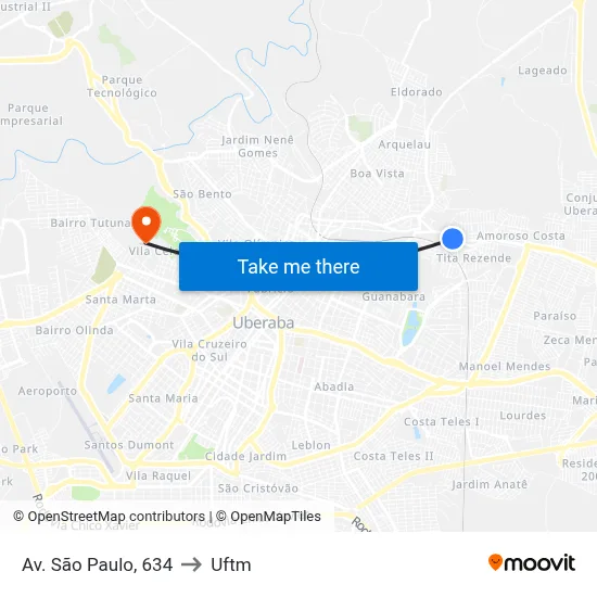 Av. São Paulo, 634 to Uftm map