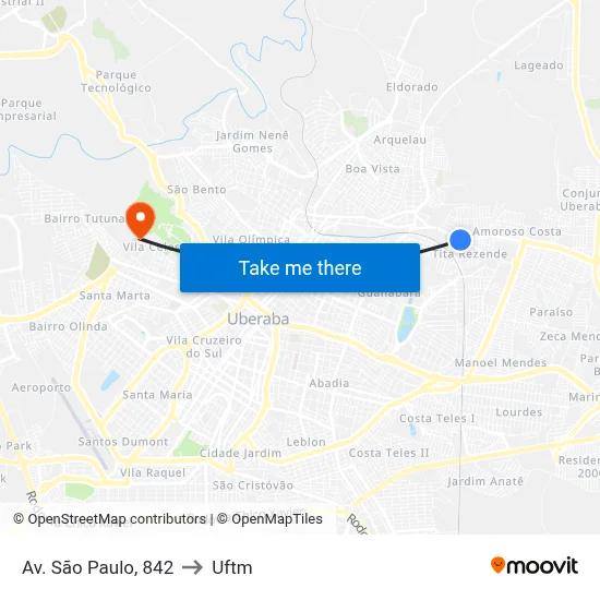 Av. São Paulo, 842 to Uftm map
