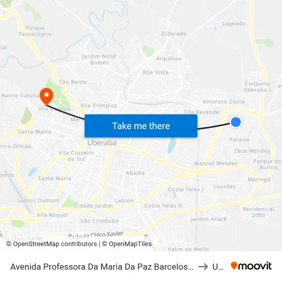 Avenida Professora Da Maria Da Paz Barcelos Almeida, 352-494 to Uftm map