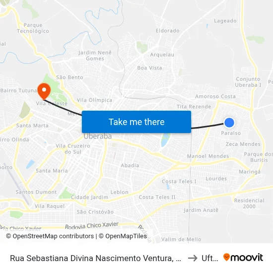 Rua Sebastiana Divina Nascimento Ventura, 2-84 to Uftm map