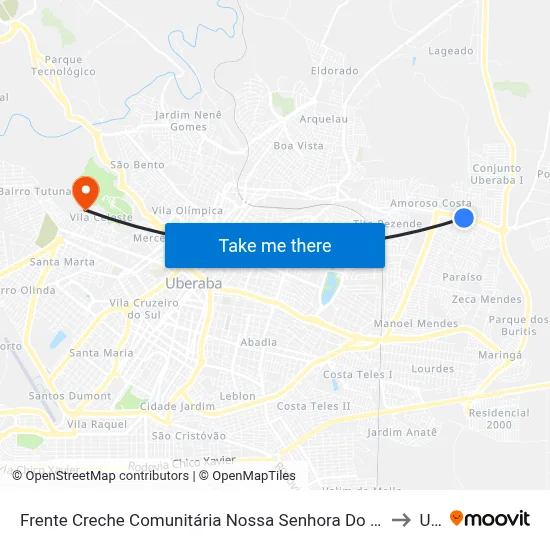 Frente Creche Comunitária Nossa Senhora Do Rosário (Av. Djalma Castro Alves) to Uftm map