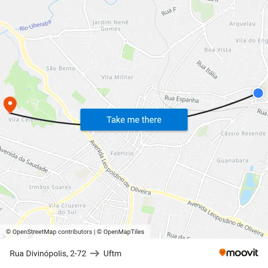 Rua Divinópolis, 2-72 to Uftm map