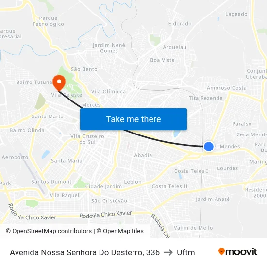 Avenida Nossa Senhora Do Desterro, 336 to Uftm map