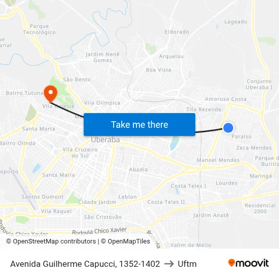 Avenida Guilherme Capucci, 1352-1402 to Uftm map