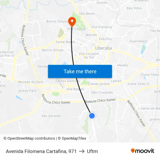 Avenida Filomena Cartafina, 971 to Uftm map