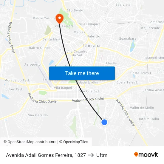 Avenida Adail Gomes Ferreira, 1827 to Uftm map