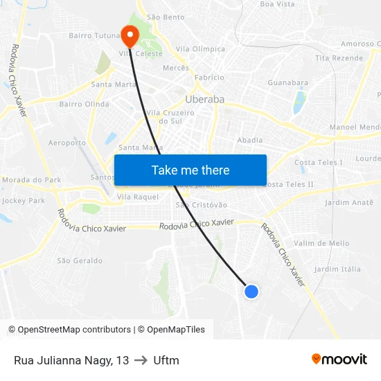 Rua Julianna Nagy, 13 to Uftm map