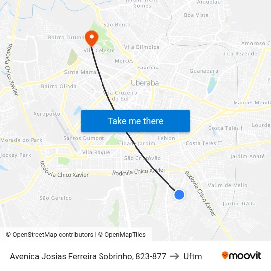 Avenida Josias Ferreira Sobrinho, 823-877 to Uftm map