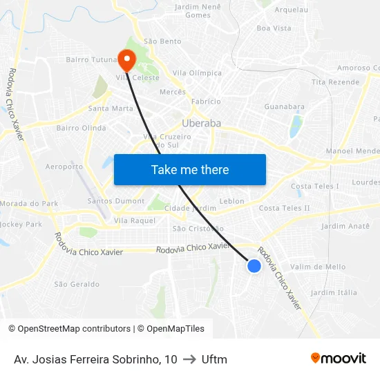 Av. Josias Ferreira Sobrinho, 10 to Uftm map