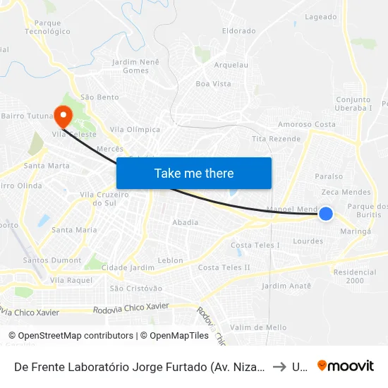 De Frente Laboratório Jorge Furtado (Av. Niza Marquez Guarita) to Uftm map
