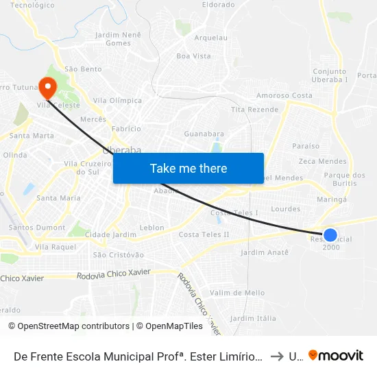 De Frente Escola Municipal Profª. Ester Limírio Brigagão (Av. Drª. Maria Teresinha Rocha) to Uftm map