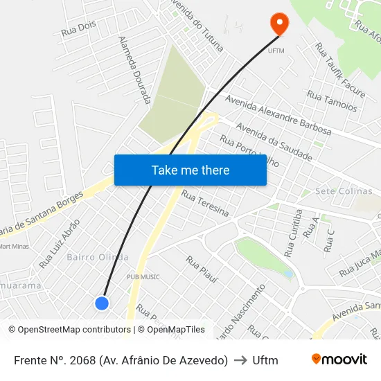 Frente Nº. 2068 (Av. Afrânio De Azevedo) to Uftm map