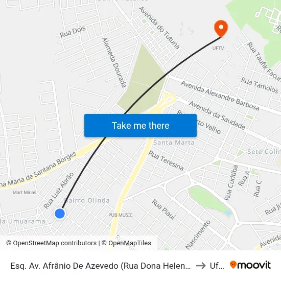 Esq. Av. Afrânio De Azevedo (Rua Dona Helena Abrahão) to Uftm map