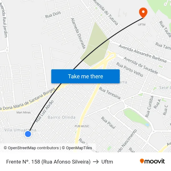 Frente Nº. 158 (Rua Afonso Silveira) to Uftm map