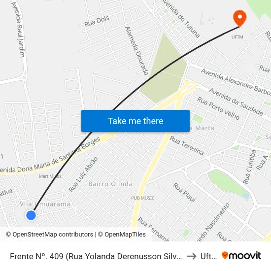 Frente Nº. 409 (Rua Yolanda Derenusson Silveira) to Uftm map