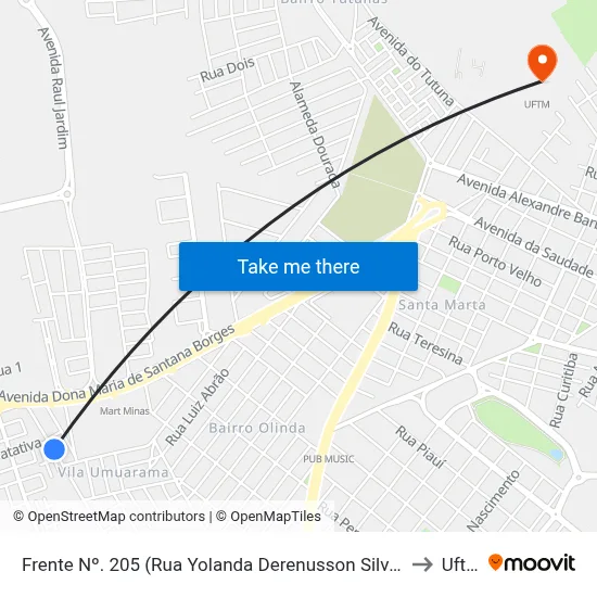 Frente Nº. 205 (Rua Yolanda Derenusson Silveira) to Uftm map
