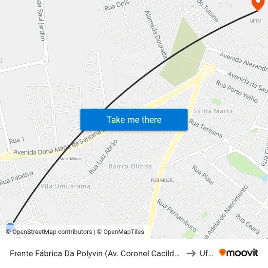 Frente Fábrica Da Polyvin (Av. Coronel Cacildo Arantes) to Uftm map