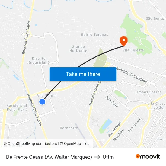 De Frente Ceasa (Av. Walter Marquez) to Uftm map