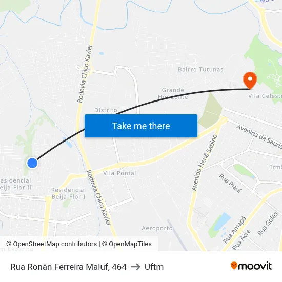 Rua Ronãn Ferreira Maluf, 464 to Uftm map