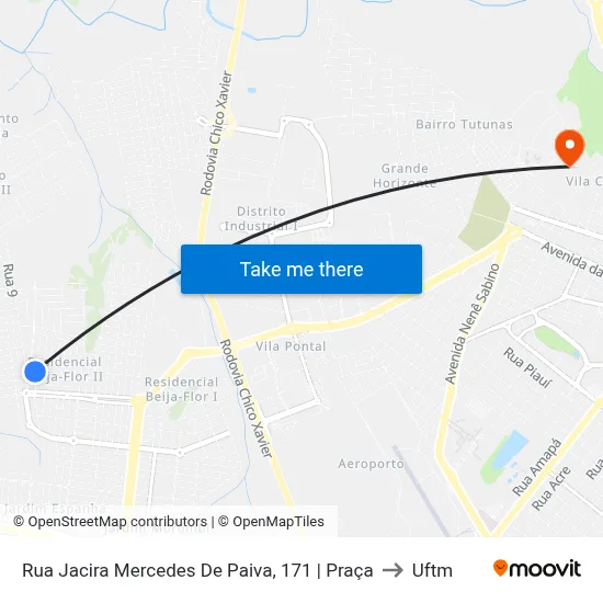Rua Jacira Mercedes De Paiva, 171 | Praça to Uftm map
