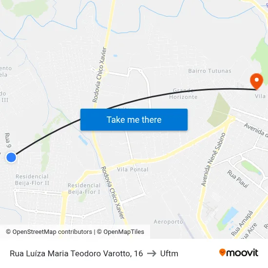 Rua Luíza Maria Teodoro Varotto, 16 to Uftm map