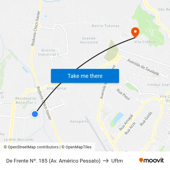 De Frente Nº. 185 (Av. Américo Pessato) to Uftm map