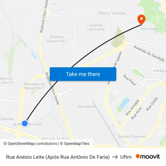 Rua Anésio Leite (Após Rua Antônio De Faria) to Uftm map
