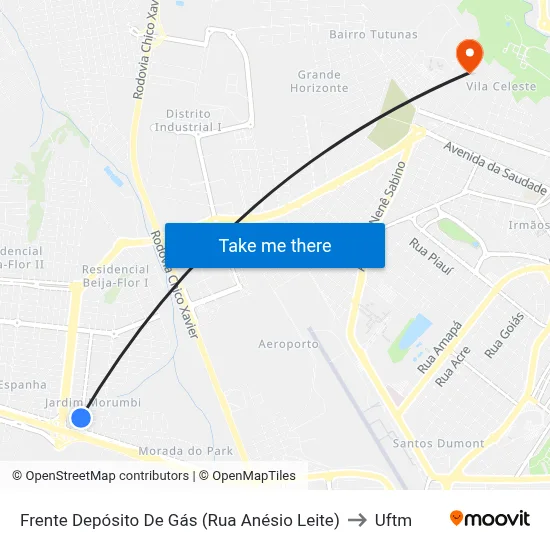 Frente Depósito De Gás (Rua Anésio Leite) to Uftm map