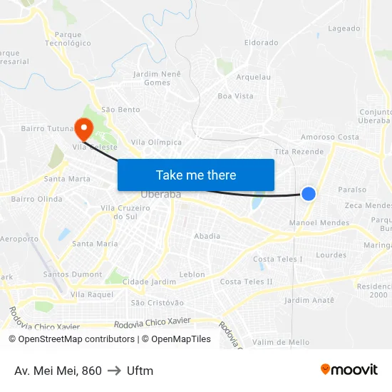 Av. Mei Mei, 860 to Uftm map