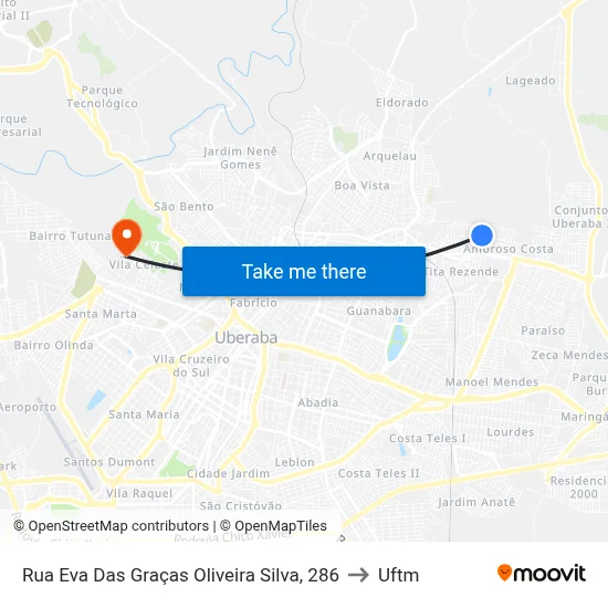 Rua Eva Das Graças Oliveira Silva, 286 to Uftm map