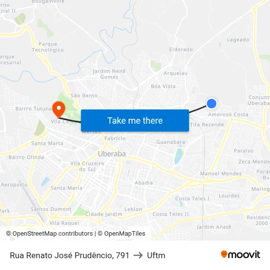 Rua Renato José Prudêncio, 791 to Uftm map