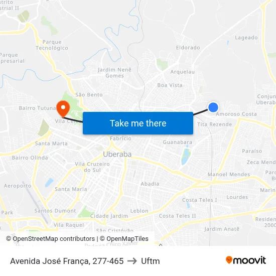 Avenida José França, 277-465 to Uftm map