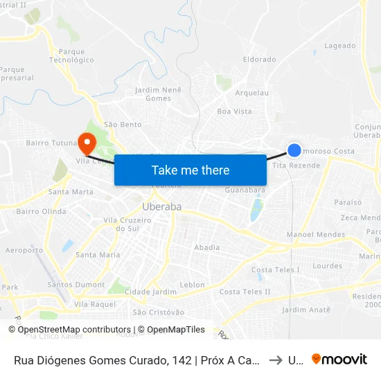 Rua Diógenes Gomes Curado, 142 | Próx A Capela Nsª Srª Aparecida to Uftm map